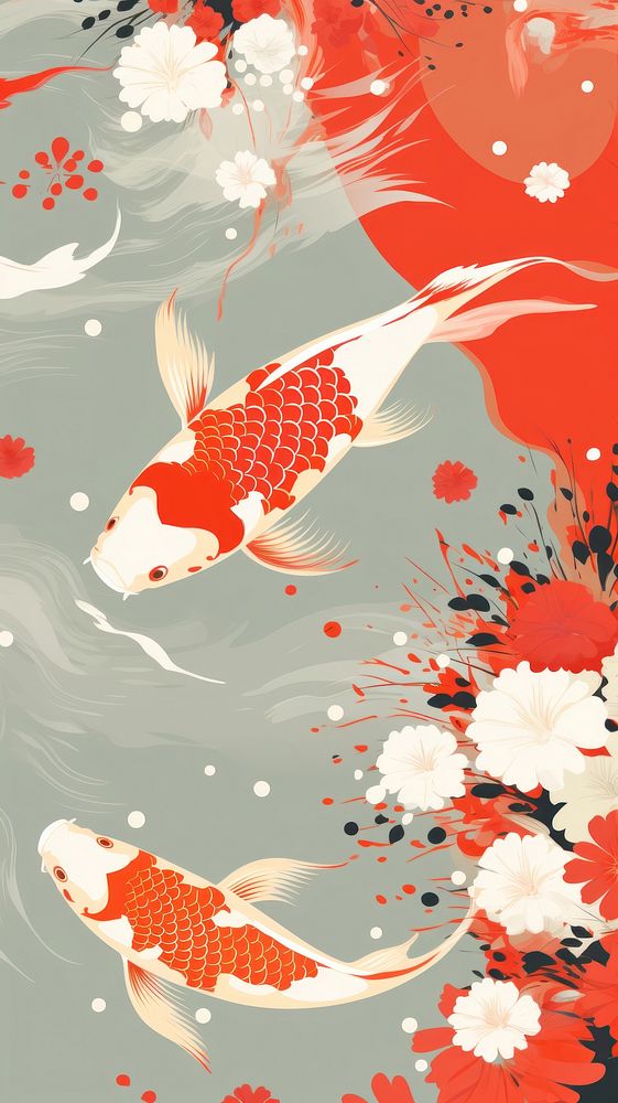 Koi fish wallpaper carp underwater goldfish. AI generated Image by rawpixel.
