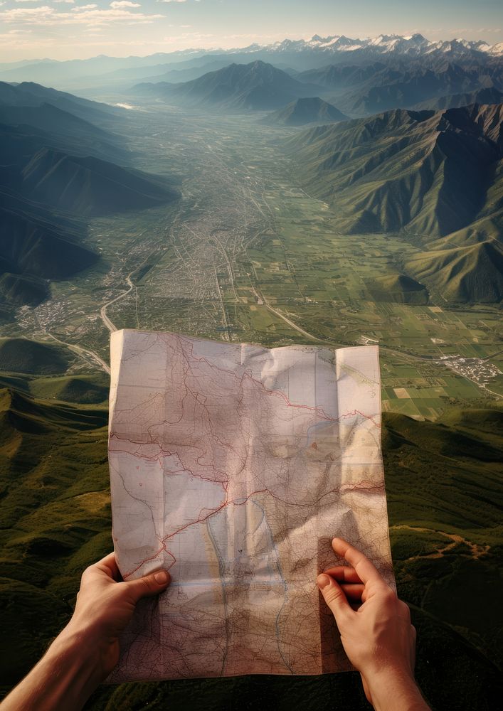 Holding a map landscape mountain outdoors. AI generated Image by rawpixel.