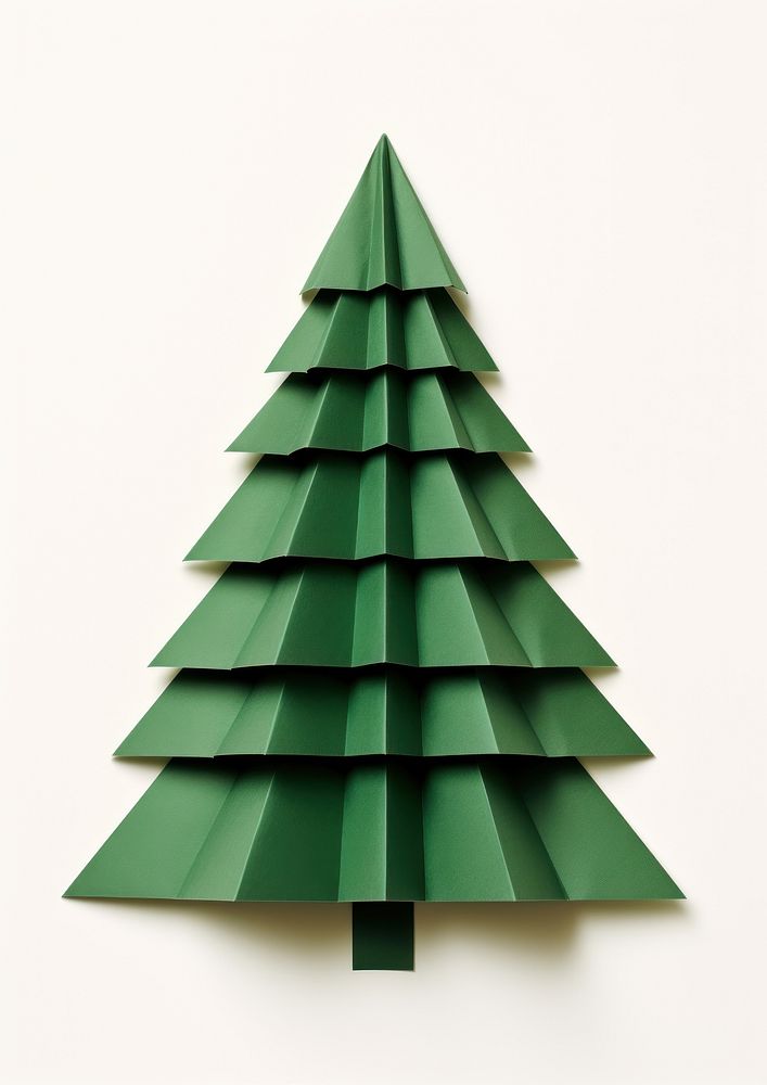 Green chrismas tree paper origami white background. AI generated Image by rawpixel.
