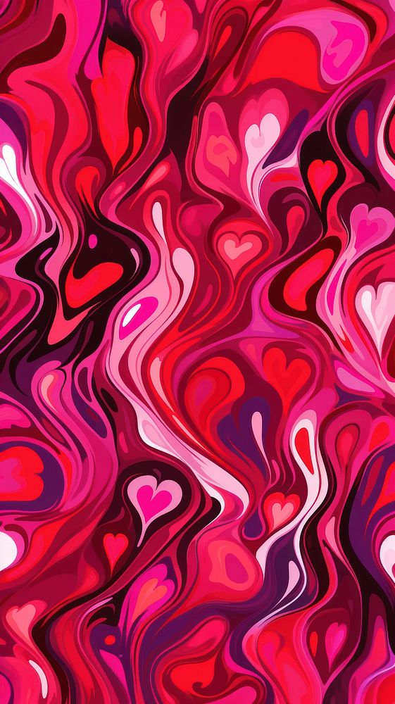 Fluid heart pattern purple pink red. AI generated Image by rawpixel.