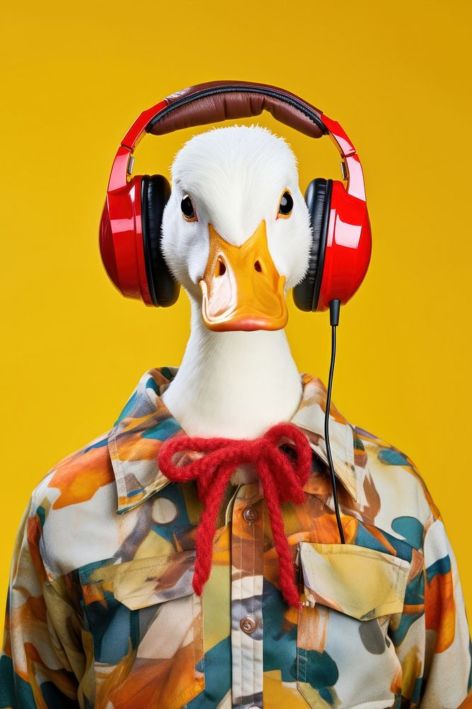 Duck wearing headphones. AI generated Free Photo rawpixel