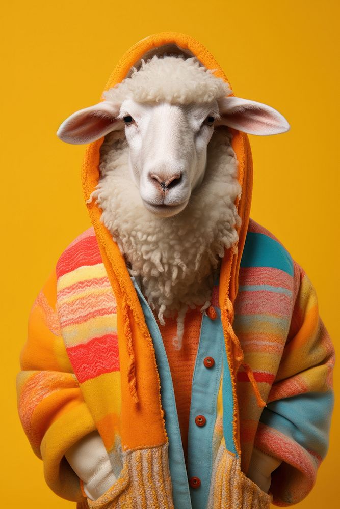 Sheep wearing hoodie. AI generated Image by rawpixel.