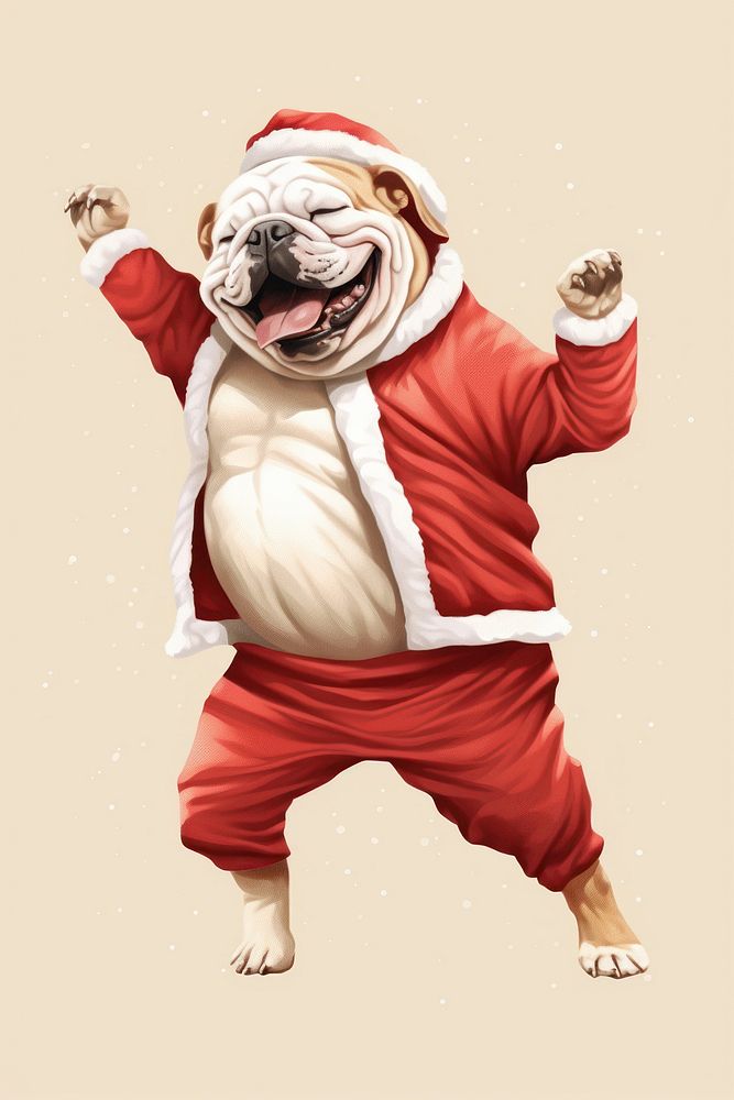 Bulldog wearing christmas scarf mammal animal pet. AI generated Image by rawpixel.