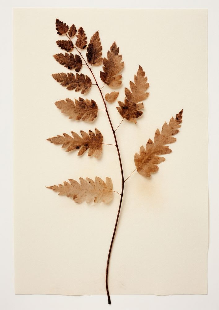 Real Pressed a single minimal rowan leaf plant tree nature. AI generated Image by rawpixel.