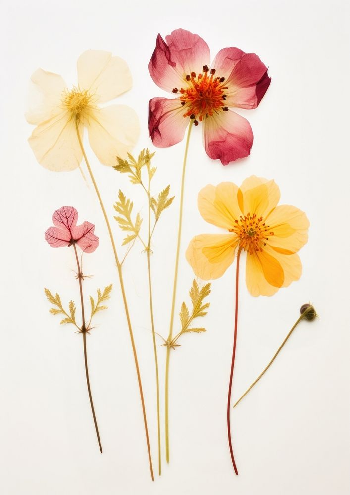 Real Pressed a single minimal colorful wildflowers petal plant inflorescence. AI generated Image by rawpixel.