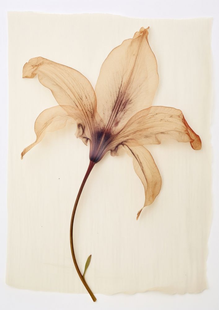 Real pressed a single lily plant flower petal art. AI generated Image by rawpixel.
