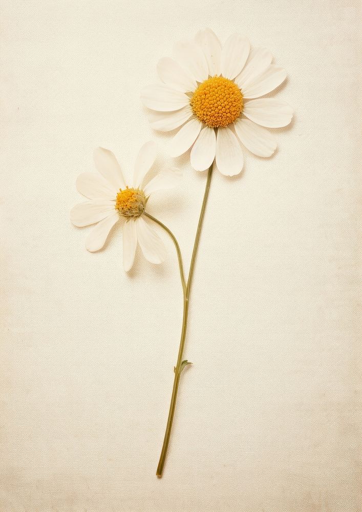 Real pressed a single minimal Feverfew flower petal daisy. AI generated Image by rawpixel.