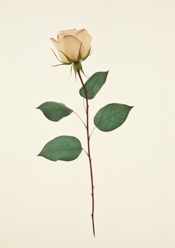 Real Pressed a single rose leaves flower plant petal. AI generated Image by rawpixel.