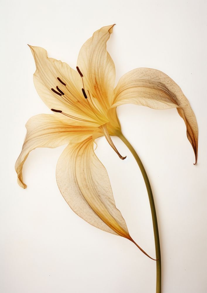 Real pressed a single lily plant flower inflorescence freshness. AI generated Image by rawpixel.