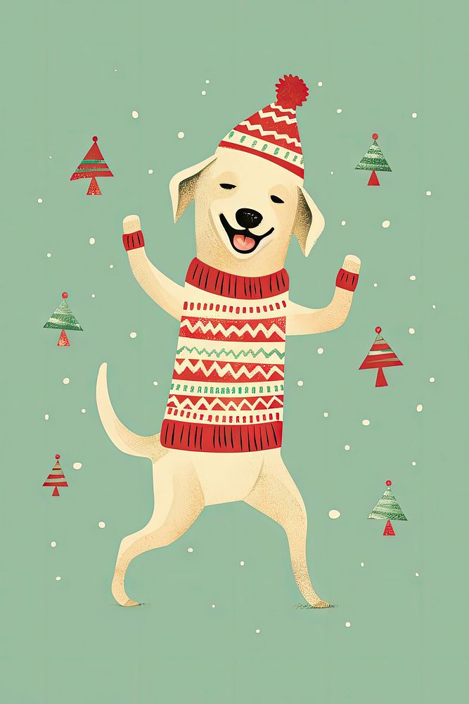 Labrador Retriever wearing christmas scarf retriever winter representation. AI generated Image by rawpixel.