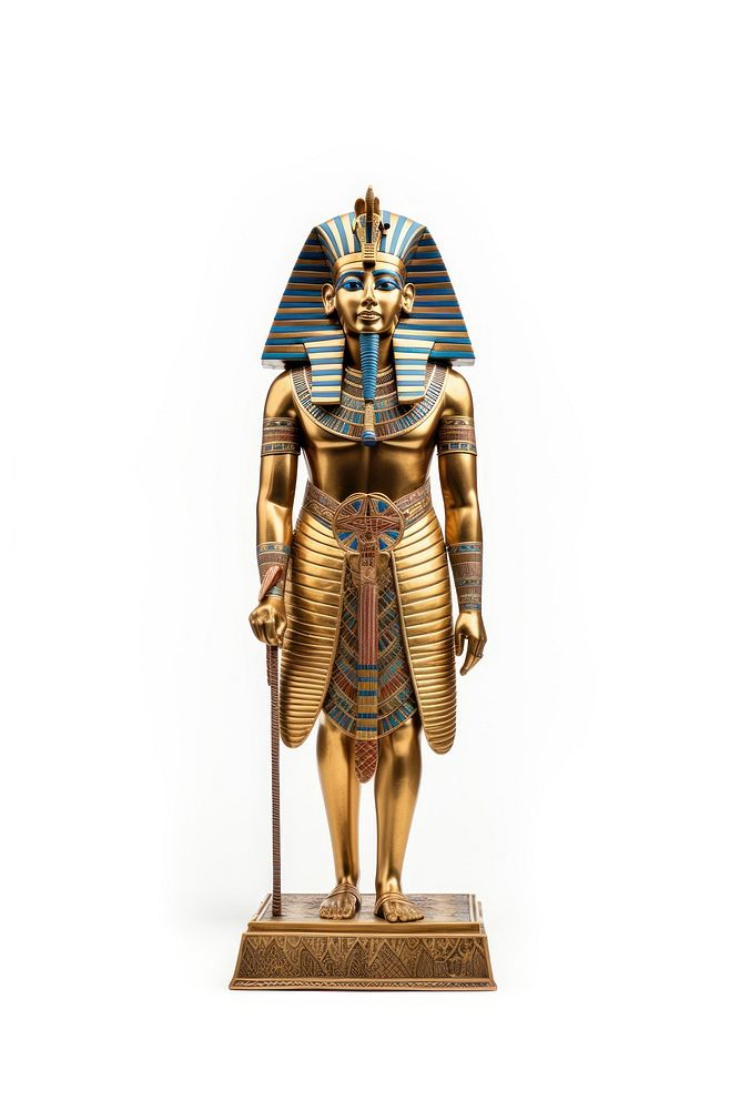Pharaoh sculpture statue white background. AI generated Image by rawpixel.