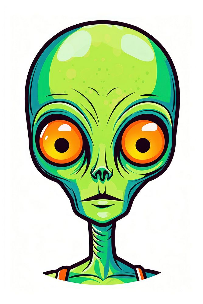 Alien pop art sticker drawing representation illustrated. AI generated Image by rawpixel.