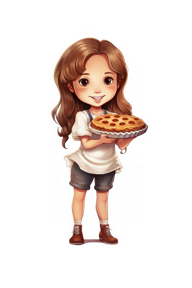 Pie holding cartoon food. AI generated Image by rawpixel.
