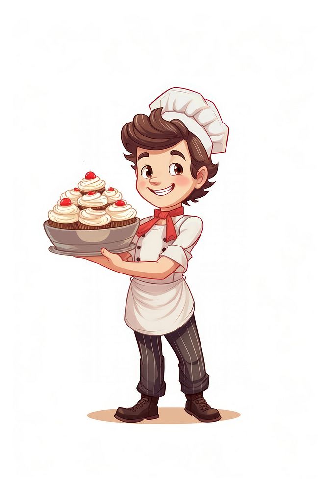 Bakery cartoon holding dessert. AI generated Image by rawpixel.