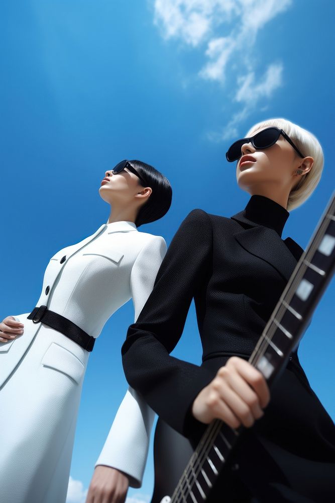 Japannese Fashion sunglasses fashion guitar. AI generated Image by rawpixel.