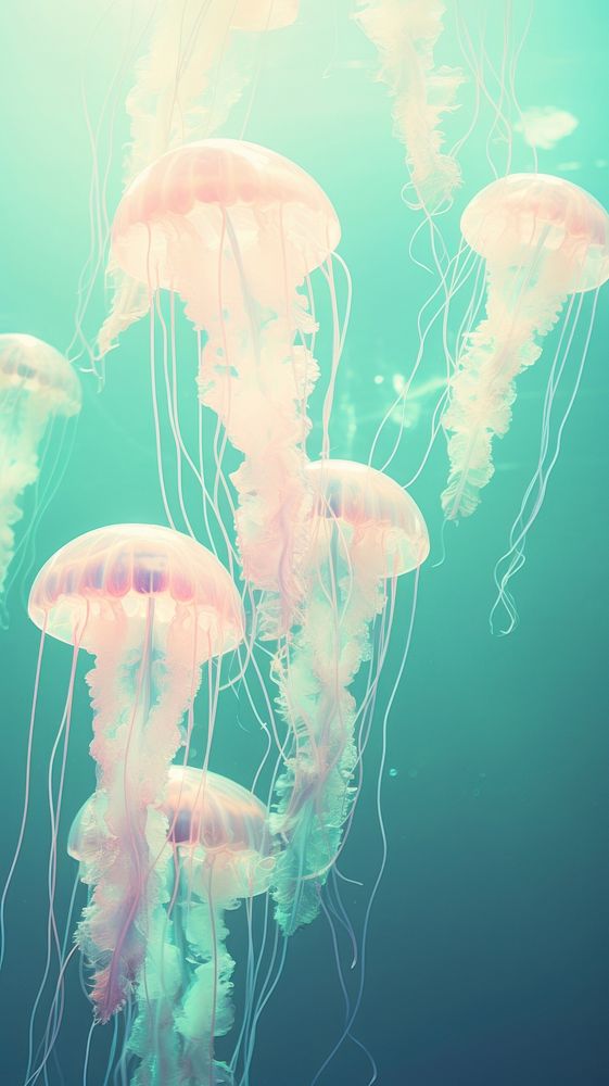 Pale green glow jellyfish animal invertebrate transparent. AI generated Image by rawpixel.