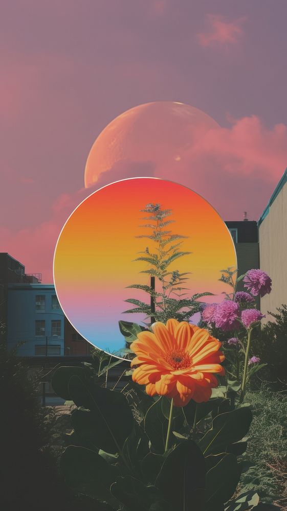 Flower architecture outdoors rainbow. AI generated Image by rawpixel.