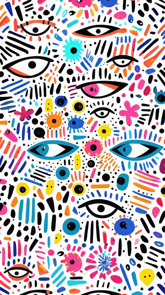 Eye pattern drawing doodle. AI generated Image by rawpixel.