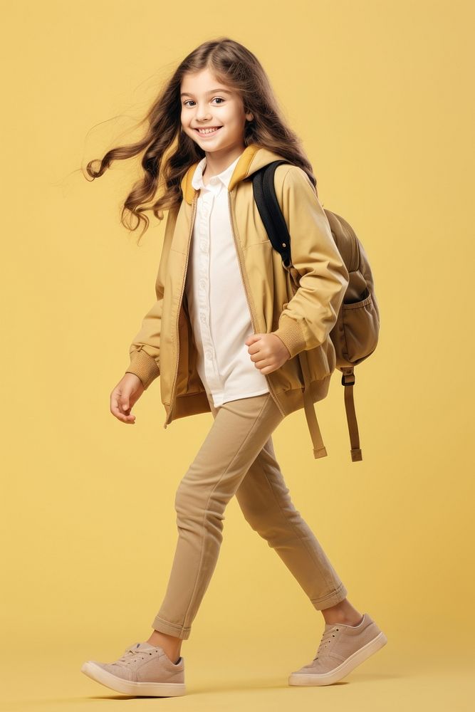 A happy girl student kid footwear backpack walking. AI generated Image by rawpixel.