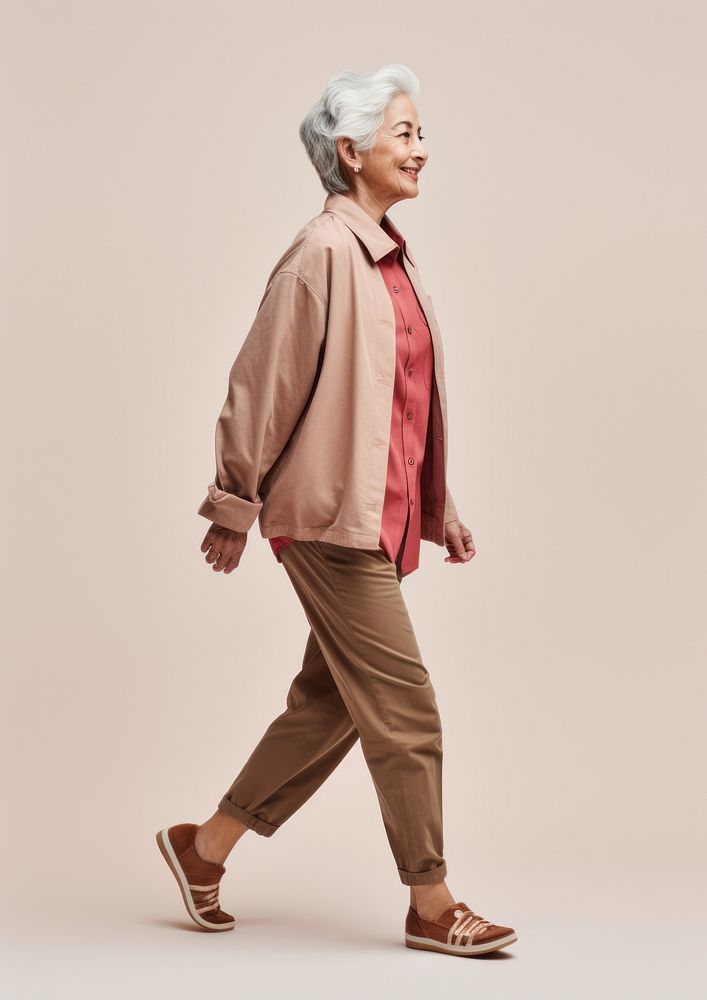 Senior woman portrait walking adult. AI generated Image by rawpixel.