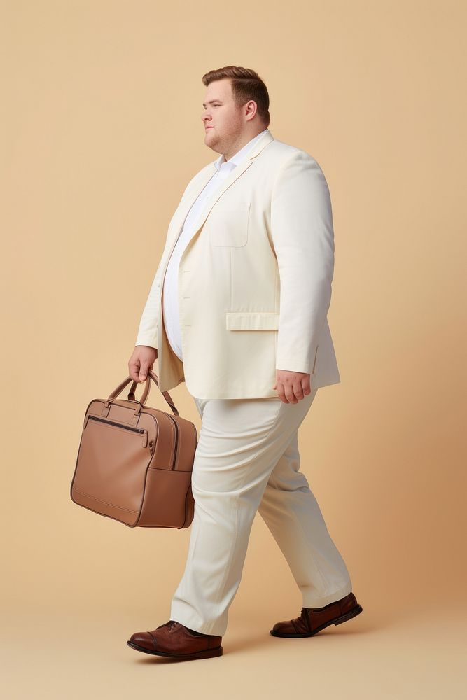 Chubby business man handbag adult suit. AI generated Image by rawpixel.