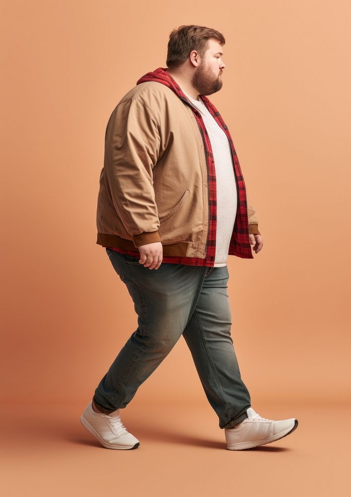 Chubby man standing walking adult. AI generated Image by rawpixel.