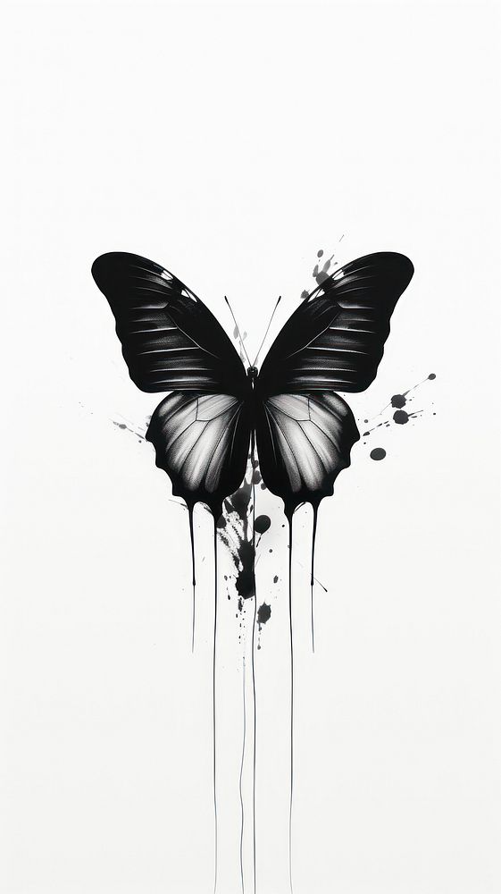 Butterfly drawing sketch black