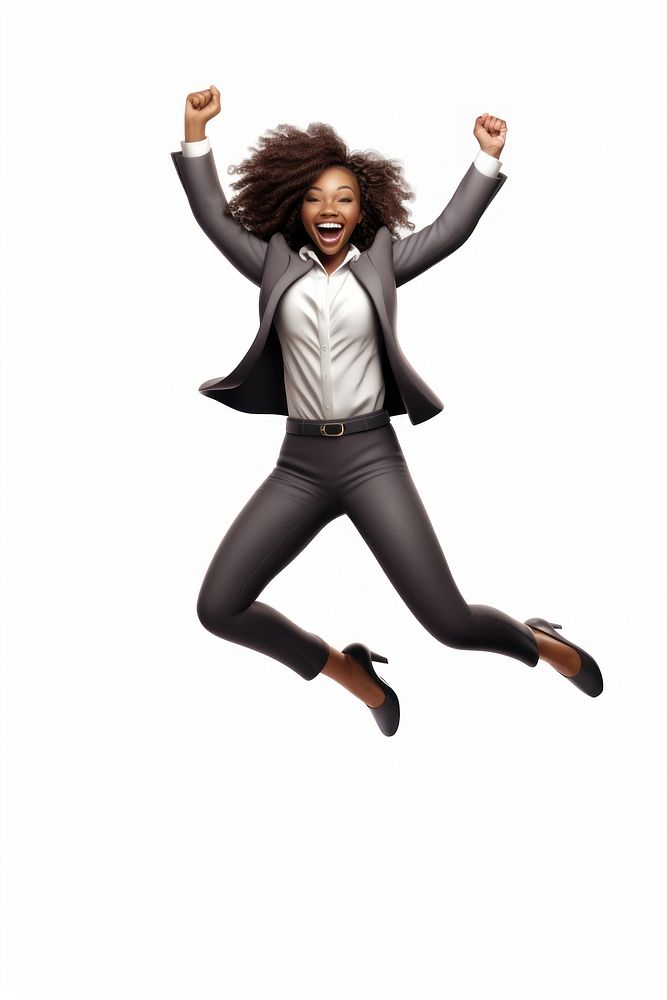 Black business woman jumping adult happy. AI generated Image by rawpixel.