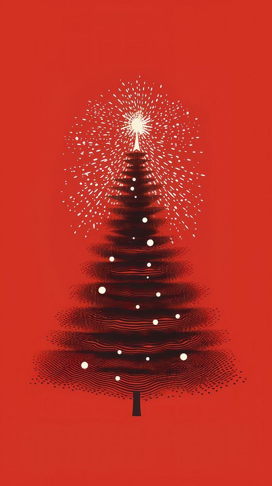Christmas tree night red illuminated. AI generated Image by rawpixel.