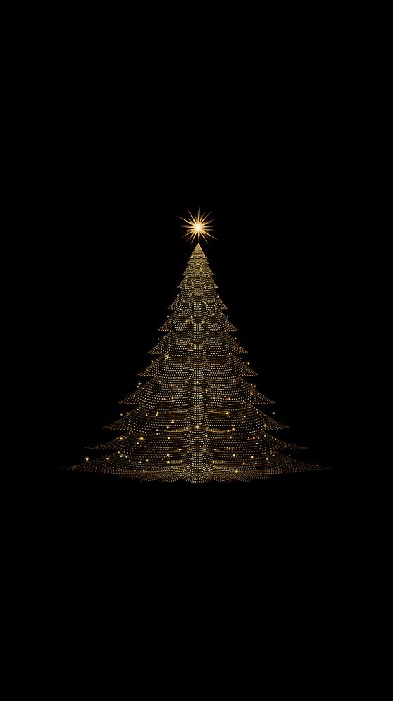 Gold christmas tree lighting night illuminated