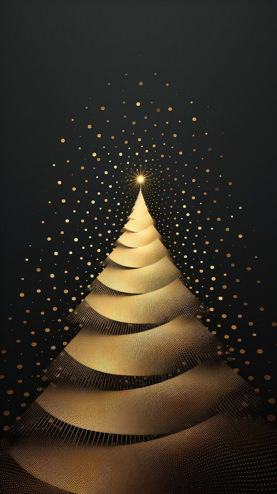 Gold christmas tree night illuminated celebration. AI generated Image by rawpixel.