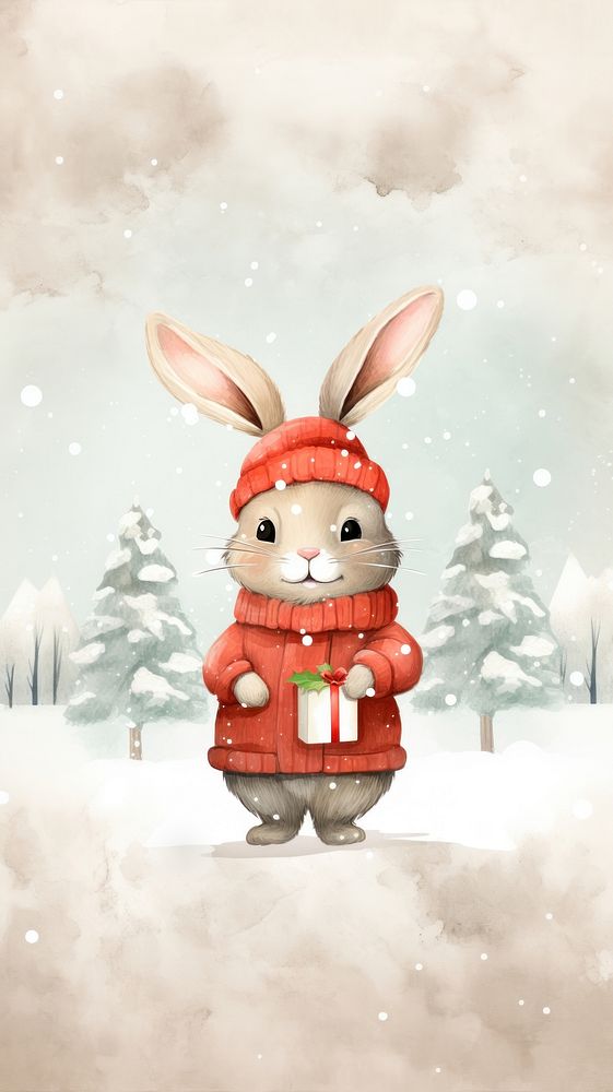 Rabbit character christmas snowman winter. AI generated Image by rawpixel.