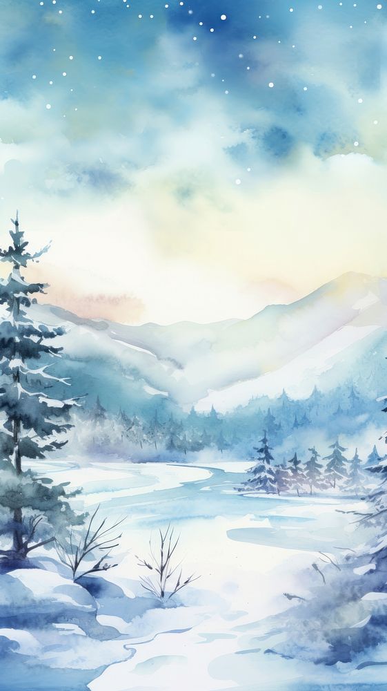 Winter landscape backgrounds outdoors nature. AI generated Image by rawpixel.
