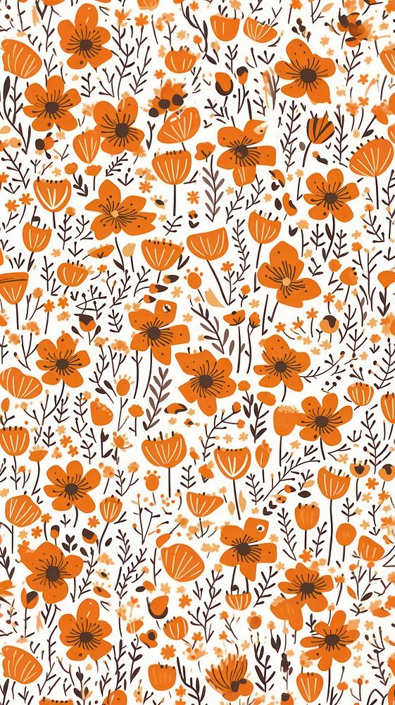 Orange flower pattern backgrounds art. AI generated Image by rawpixel.