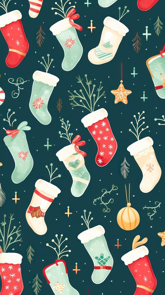 Christmas sock backgrounds pattern celebration. AI generated Image by rawpixel.