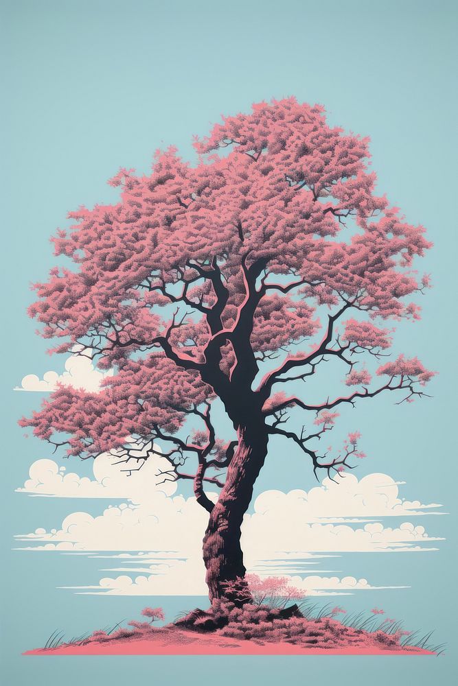 Tree plant art tranquility. AI generated Image by rawpixel.