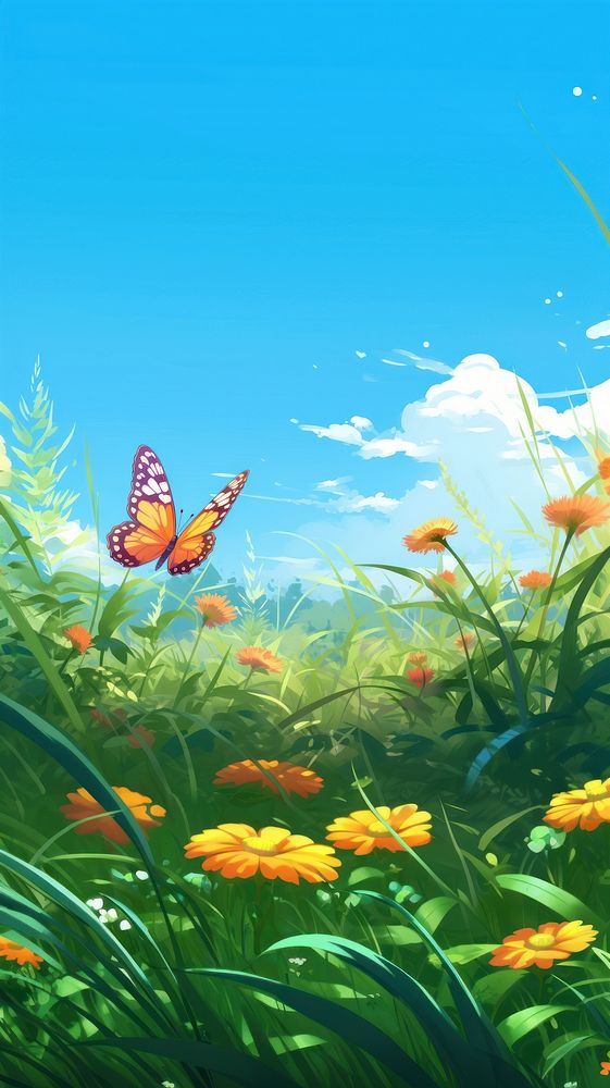 Meadow butterfly outdoors nature. AI generated Image by rawpixel.