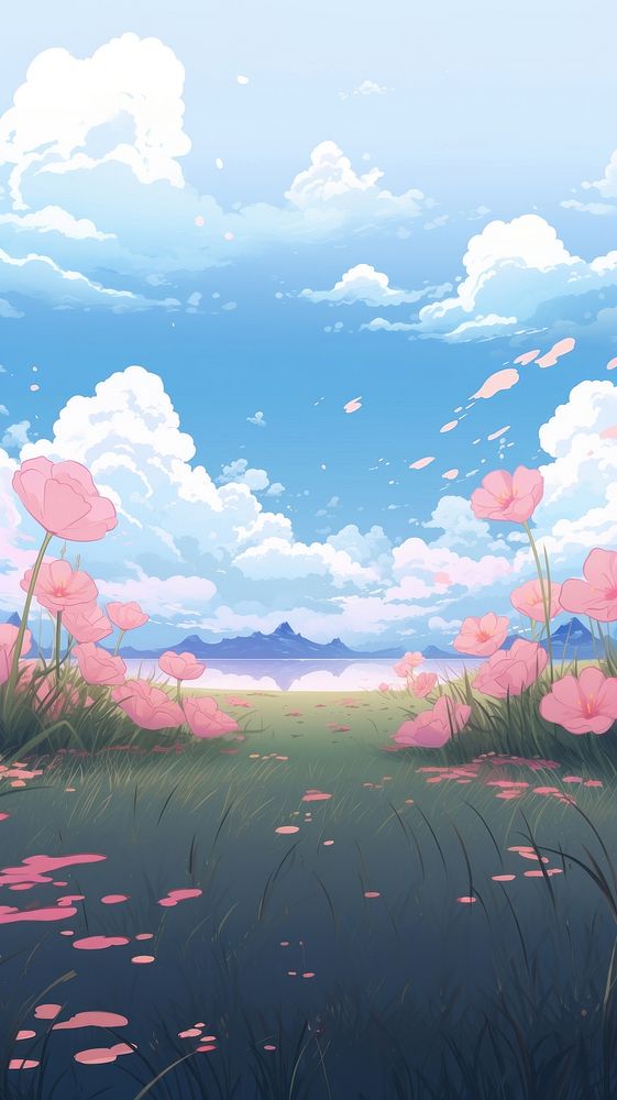 Flower landscape outdoors nature. AI generated Image by rawpixel.