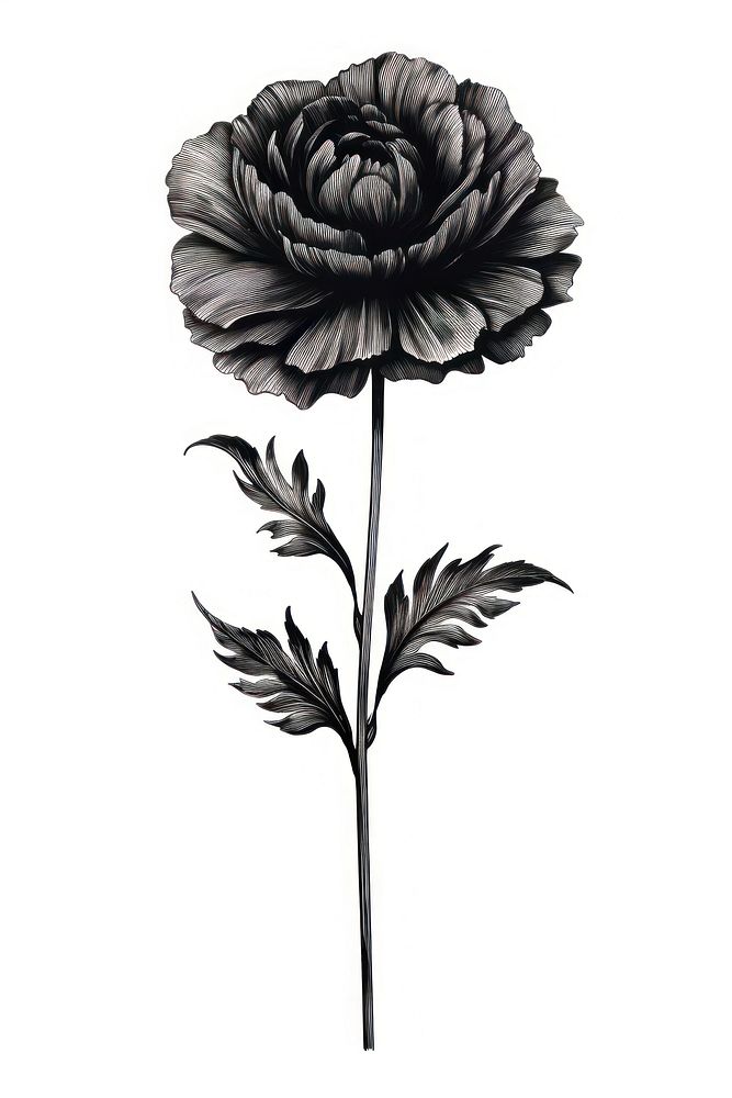 Black flower drawing sketch plant. AI generated Image by rawpixel.