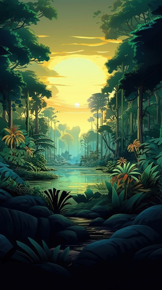 Rainforest landscape outdoors nature. AI generated Image by rawpixel.