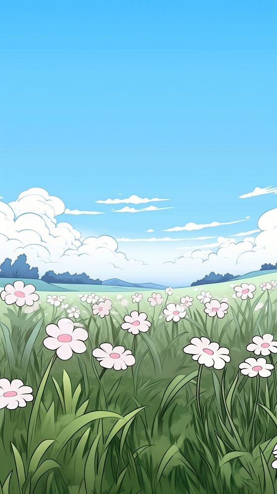 White flower field sky backgrounds landscape