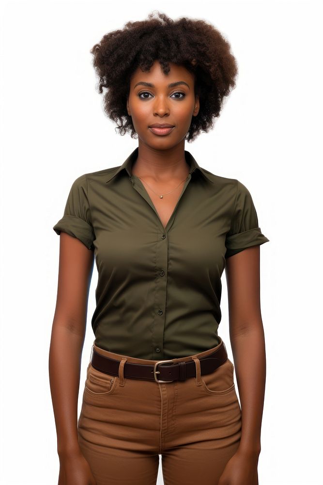 White background black women Wearing shirt fashion. AI generated Image by rawpixel.