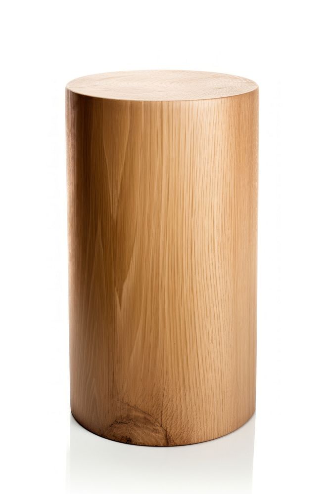 Oak wood cylinder furniture white background simplicity. AI generated Image by rawpixel.