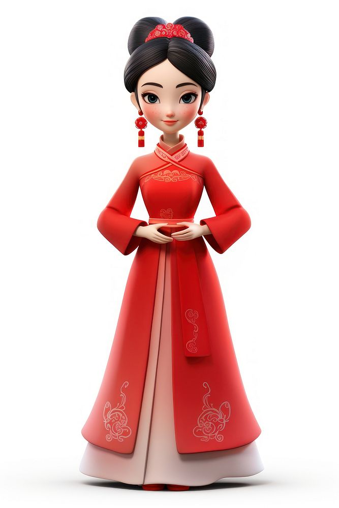 Chinese woman tradition figurine doll. AI generated Image by rawpixel.