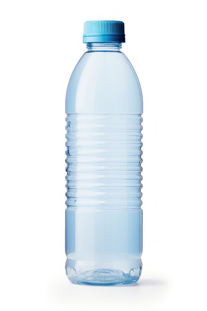 Blue plastic water bottle drink white background refreshment. AI generated Image by rawpixel.