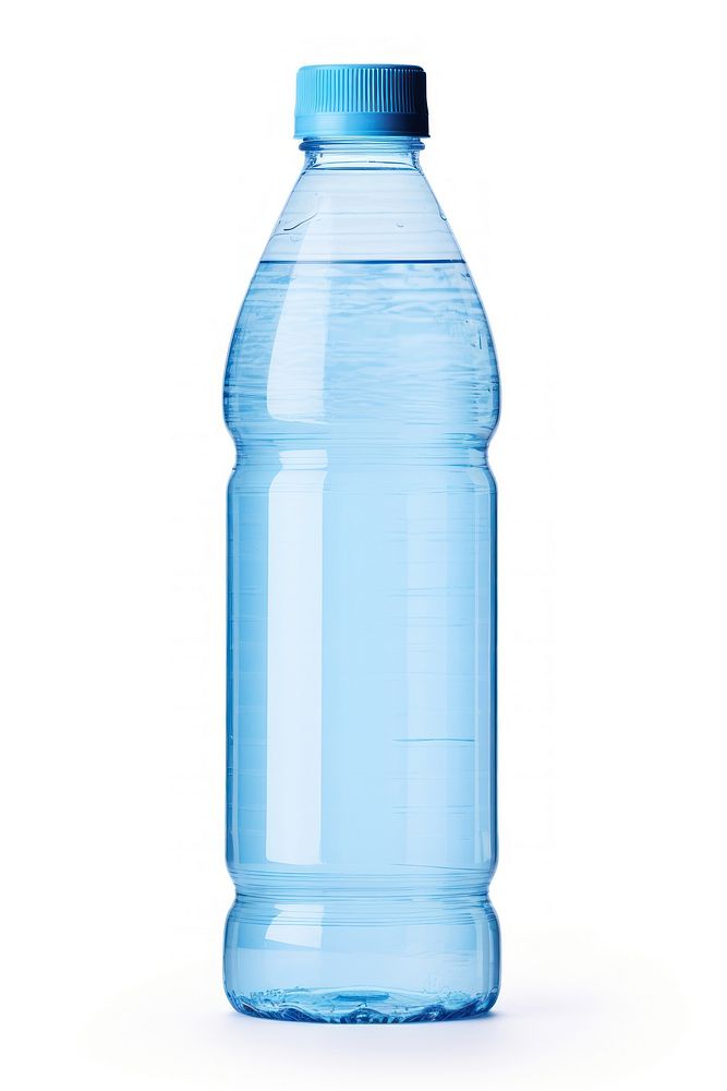 Blue plastic water bottle white background refreshment drinkware. AI generated Image by rawpixel.