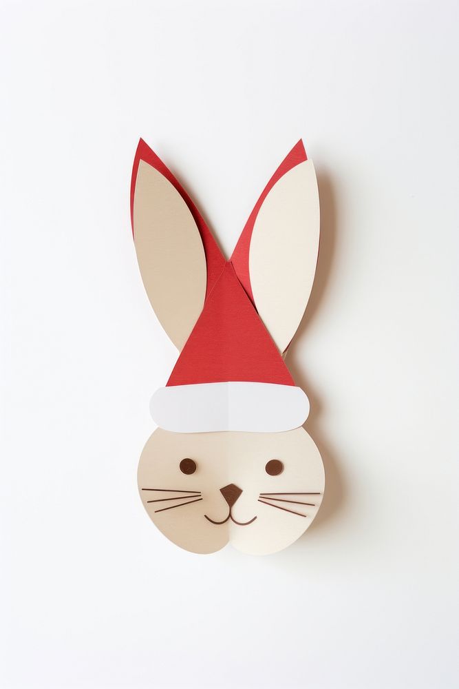 Rabbit wear Santa hat white background anthropomorphic representation. AI generated Image by rawpixel.