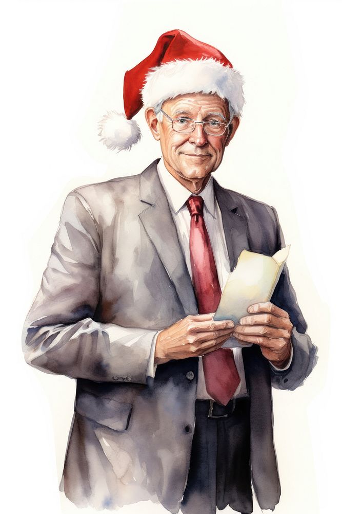 Lawyer wearing santa hat portrait adult white background. AI generated Image by rawpixel.
