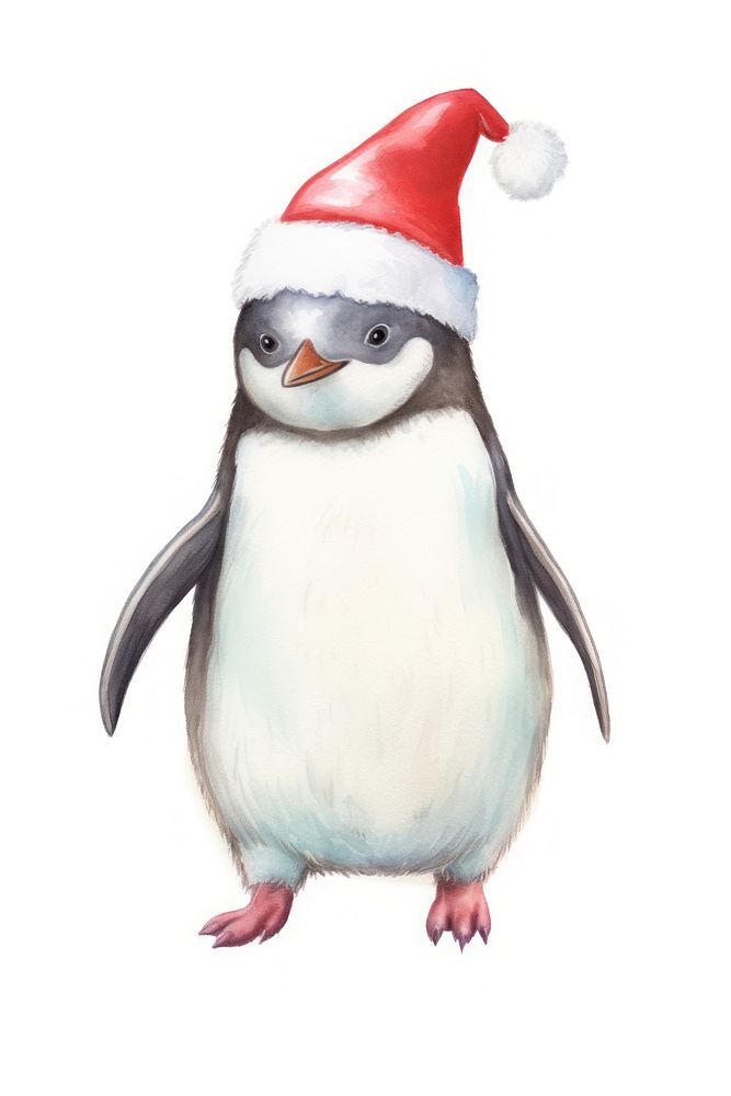 Chubby penguin dancing christmas drawing animal. AI generated Image by rawpixel.