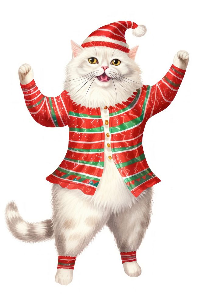 Chubby Ragdoll cat dancing pet christmas mammal. AI generated Image by rawpixel.